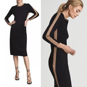 NWT Reiss Rosanna Colorblock Bodycon Dress Sz Small in Black/Camel Long Sleeve